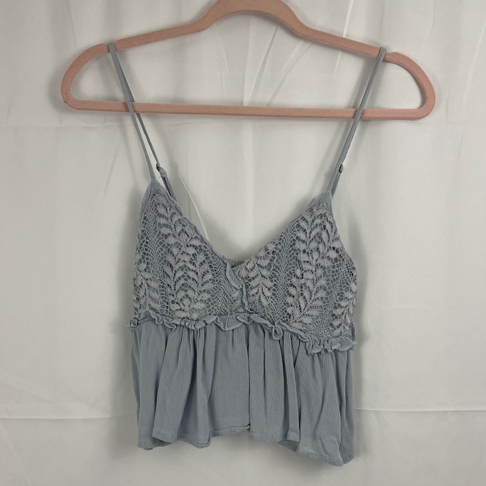 ocean drive pleated lace crop tank